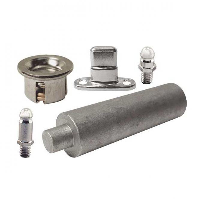 Model T Ford Side Curtain Fastener Set - Lift-The-Dot - Nickel - 35 Piece Set - Roadster & Roadster Pickup