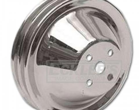 Camaro Water Pump Pulley, Small Block, Double Groove, Chrome, 1967-1968