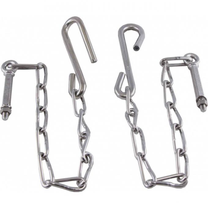 Chevy Truck Tailgate Chains, Polished Stainless Steel, Step Side, 1954-1987