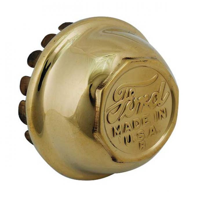 Model T Ford Wire Wheel Hub Cap Set - Set Of 5 - Brass - Ford Script
