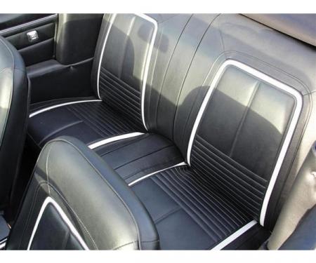 CUSTOM PRODUCT Distinctive Industries 1967 Camaro Deluxe Coupe Rear Seat Upholstery 072181BLACK | L-2295 Madrid Black / L-2795 Madrid Bronze Stripe