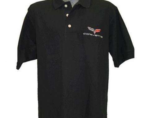 Corvette C4 1984-1990 Men's Custom Embroidered Pima Cotton Polo, Black, S-4X