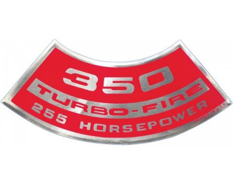 Corvette Air Cleaner Decal, 350ci/255HP, 1972