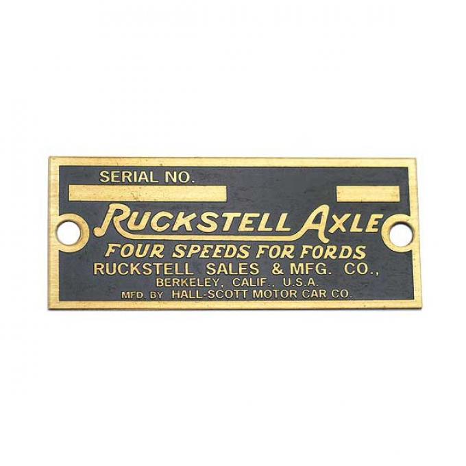 Model T Ford Ruckstell Axle Data Plate - Brass Finish