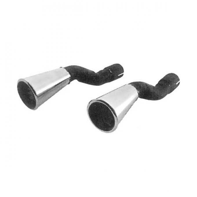 Ford Mustang Exhaust Tips - Stainless Steel Trumpets With Louvered Caps - Economy Version