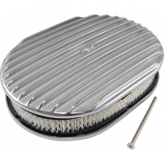 Air Cleaner, Oval Full Finned Polished Aluminum, 12