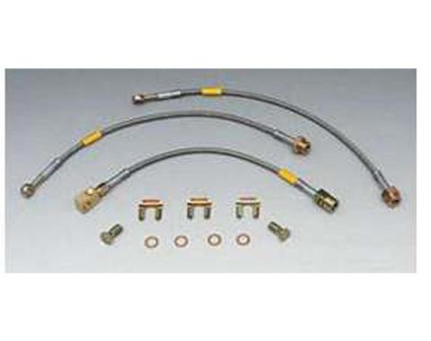 Firebird Braided Disc Brake Hose Kit, Stainless Steel, With Rear Drum Brakes, Goodridge, 1984-1992