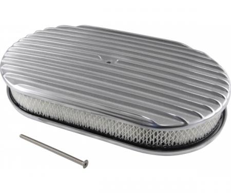 Air Cleaner, Oval Full Finned Polished Aluminum, 15