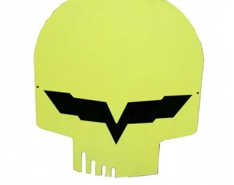 Corvette Jake Metal Magnet, Yellow Head Skull, 4" X 3"