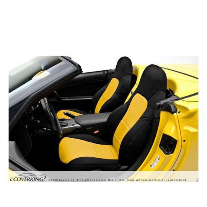 Corvette Coverking CR-Grade Neoprene Seat Covers, Sport Seat With 4 Horizontal Pleats On Lower Backrest, Without Seat-Mount Power Control, 1991-1993