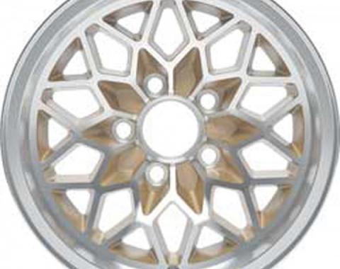 Firebird Wheel, Snowflake, Gold, 15" x 8", 4.25" Backspace,1978-1981