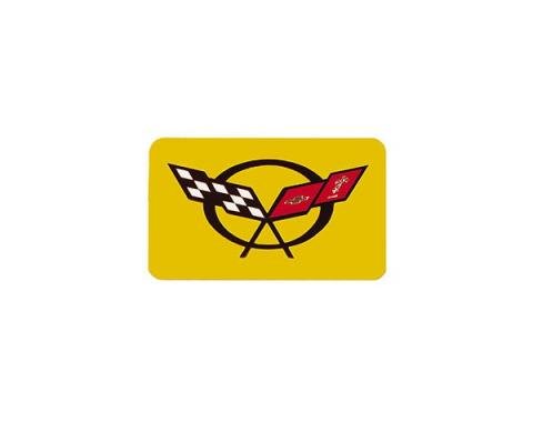 Corvette Exhaust Enhancer Plate, With Black Acrylic C5 Logo, Millennium Yellow, 2000-2004