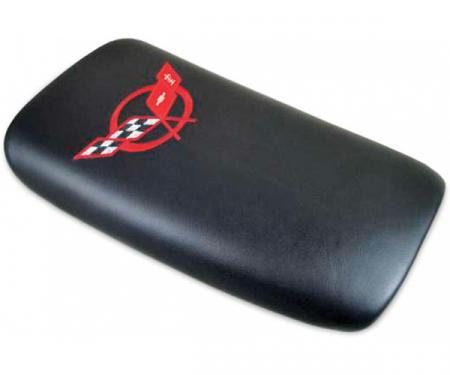 CA 1997-2004 Chevrolet Corvette Embroidered Console Lid Black with Red Logo 46801