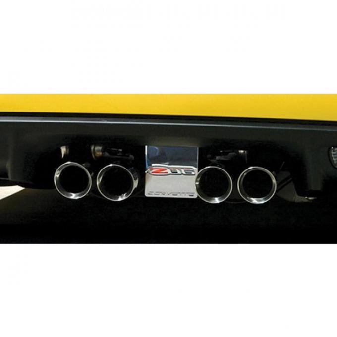 Corvette Exhaust Filler Plate, W/NPP Exhaust, Billet Chrome& Z06 Logo, 2005-2013