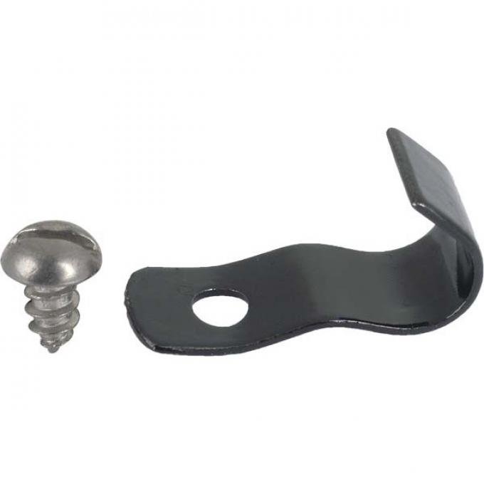 Model A Ford Vacuum Windshield Wiper Hose Clip & Screw - For Deluxe Open Cars - Chrome