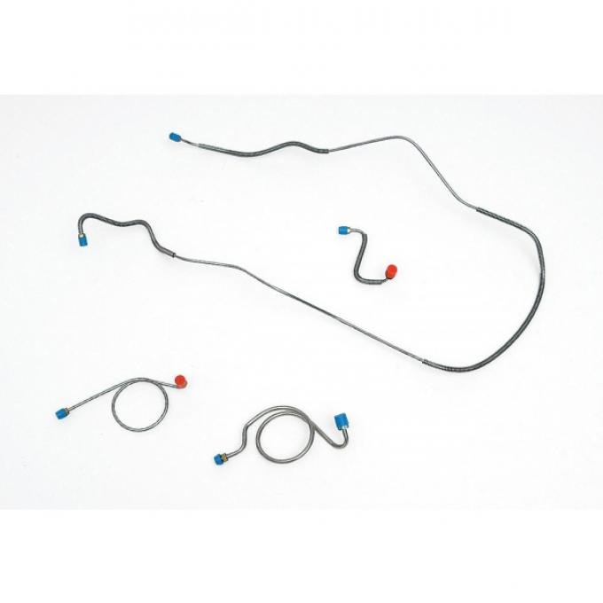 Full Size Chevy Front Brake Line Set, For Power Drum Brakes, Stainless Steel, 1967-1968