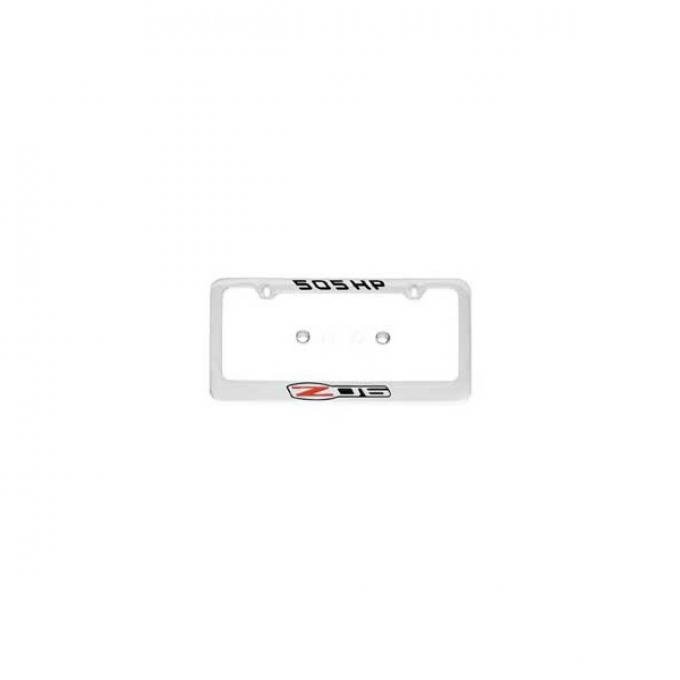 Corvette Rear License Plate Frame, With Z06 505hp Logo, Chrome, 2006-2013