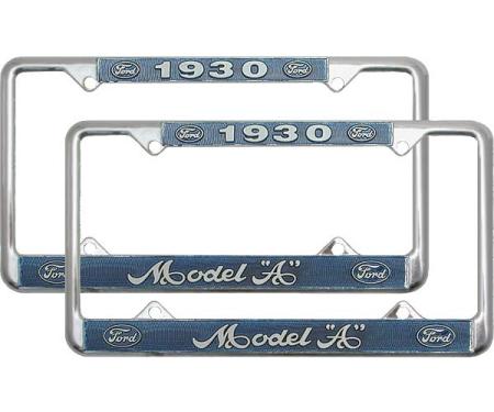 Model A Ford License Plate Frames - White Lettering With Blue Background - Model A Ford 1930