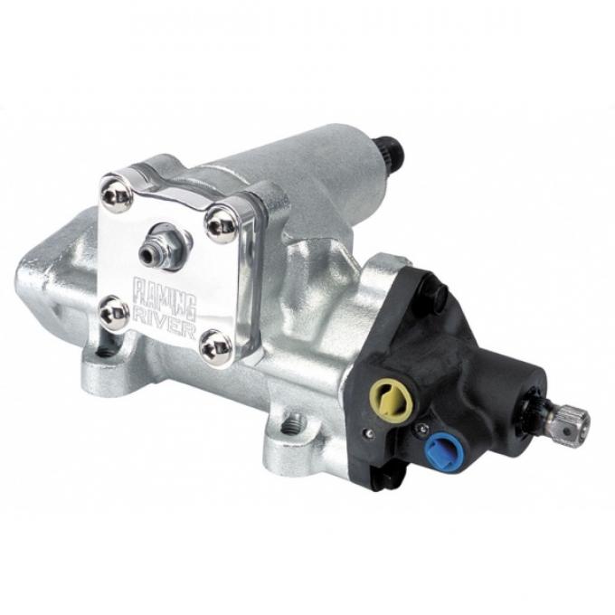 Early Chevy Flaming River Steering Box, Power Box, For GM, 12:1 Ratio, With Billet Cap, Plated, 1949-1954