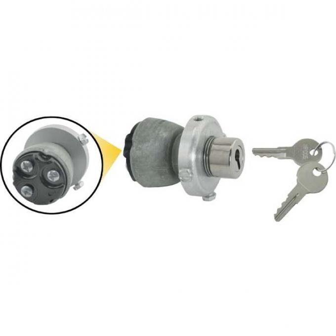 Model A Ford Ignition Switch - Pop Out Type - Modern Style - Head Only - With Accessory Terminal