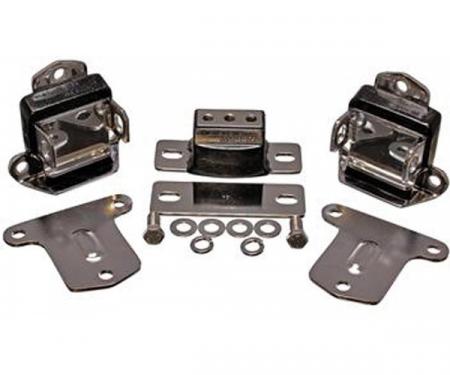 Motor & Transmission Mount Set, Polyurethane, With Zinc Finish, 1969-1979