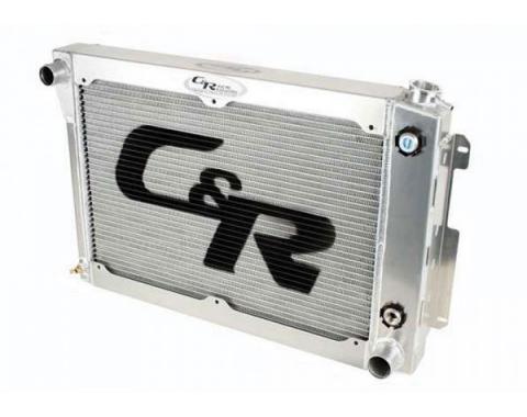 Chevelle And Malibu C&R Racing 2-Pass Crossflow Radiator, For LS Engines, With 10 Plate Engine Oil Cooler And Power Steering Cooler, For Standard Transmission, 1968-1977