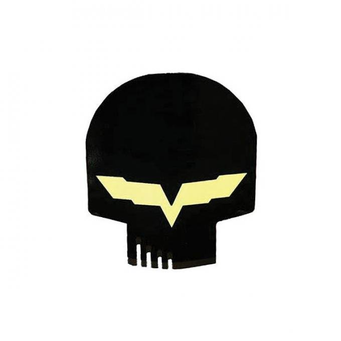 Corvette Jake Metal Magnet, Black Head Skull, 4" X 3"