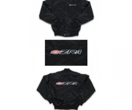 Corvette Satin Jacket, With C4 1990-1995 ZR1 Logo, Black