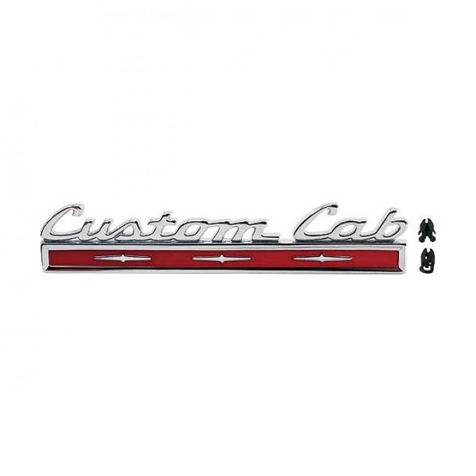 Ford Pickup Truck Roof Pillar Nameplate - Custom Cab - WithRed Painted Accents - F100 Thru F750