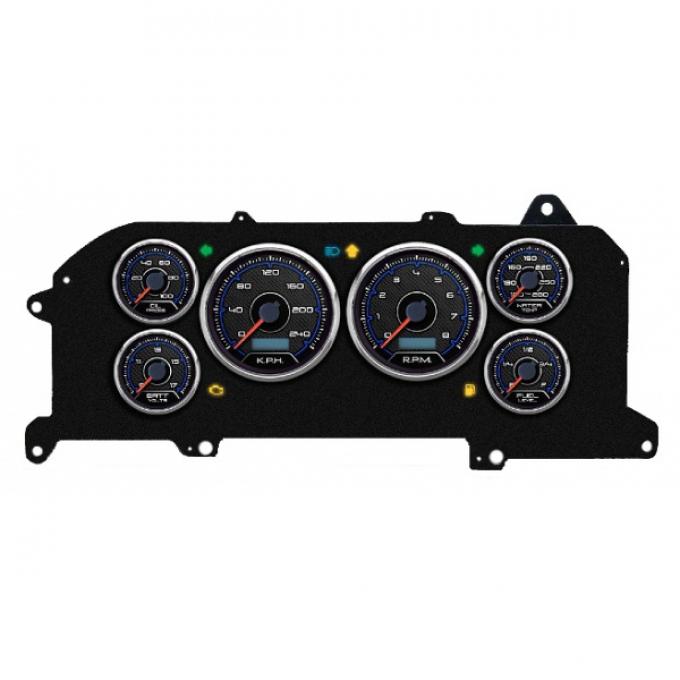 Mustang - New Vintage USA CFR Blueline Series Kit - 6 Gauge Package, 1987-1993 - Programmmable Speedometer KPH