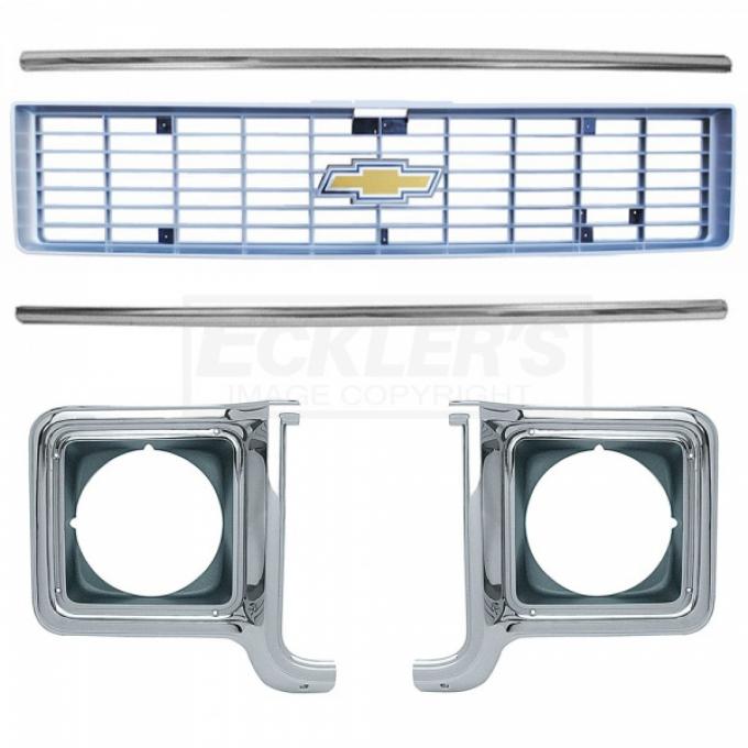 Chevy Truck Front Grille Kit, With Argent Silver Grille, 1973-1974