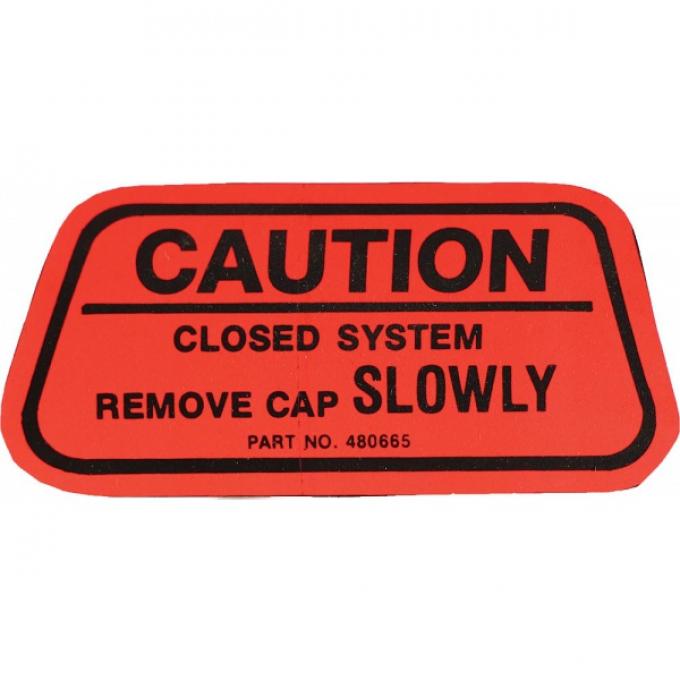 Camaro Gas Cap Caution Decal, California, 1970