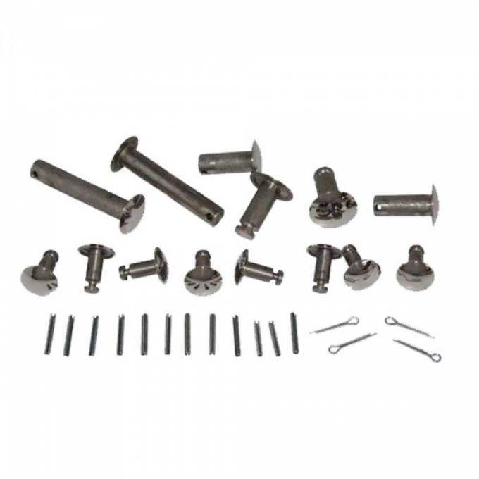 Ford Thunderbird Top Frame Pin Kit, 16 Pins & 16 Retainers, Polished, Mid 1956 Through 1957