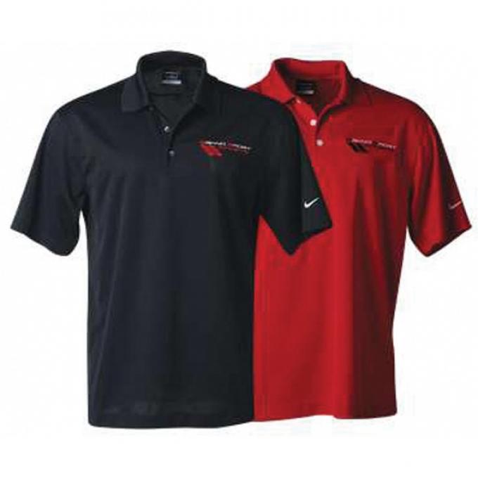 Corvette C6  Polo Shirt, Men's, Nike Golf Micro Pique, Grand Sport Emblem, Black