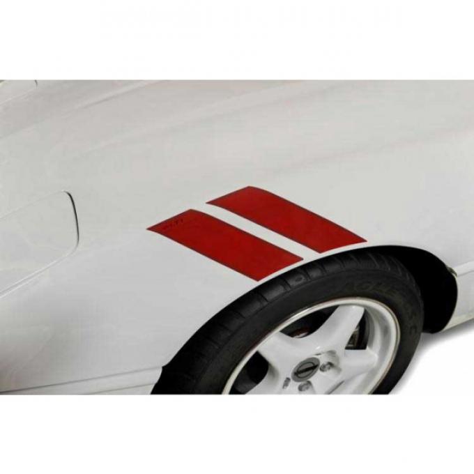 Corvette Fender Accent Stripes, Red With LT1 Script, 1984-1996
