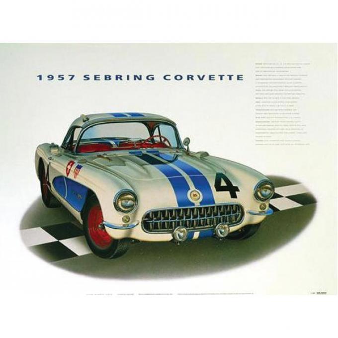 1957 Sebring Corvette Print By Hugo Prado