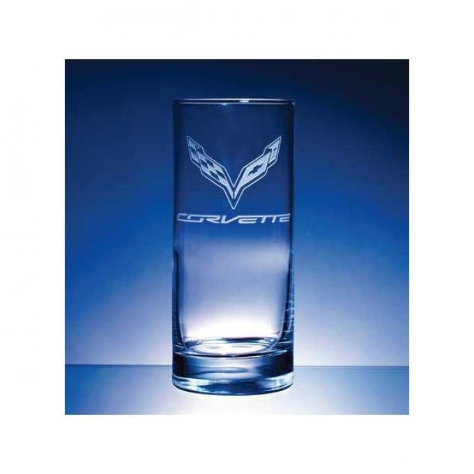 Corvette Crystal Classico Beverage 15 Ounce Glass Set Of Four by Luigi Bormioli - C7 Corvette Designs | Corvette Crystal Classico Beverage 15 Ounce Glass Set ofFour by Luigi Bormioli, Flags With Stingray - C7 Corvette Design