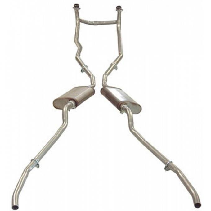 Corvette Exhaust System, 3 Bolt Manifold, with Welded Oval Muffler, Aluminized, 1956-1958