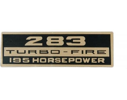 Full Size Chevy Valve Cover Decal, Turbo-Fire, 283ci/195hp, 1964-1966