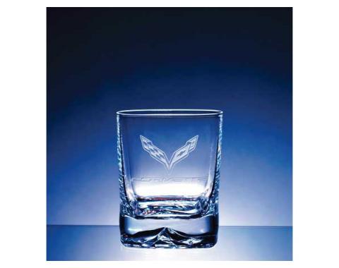 Corvette Crystal Strauss 'On The Rocks' Double Old Fashioned 13.5 Ounce Glass Set Of Four by Luigi Bormioli - C7 Corvette Designs