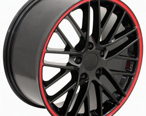 Corevtte 19 X 10 C6 ZR1 Reproduction Wheel, Black With Red Banding, 1988-2013