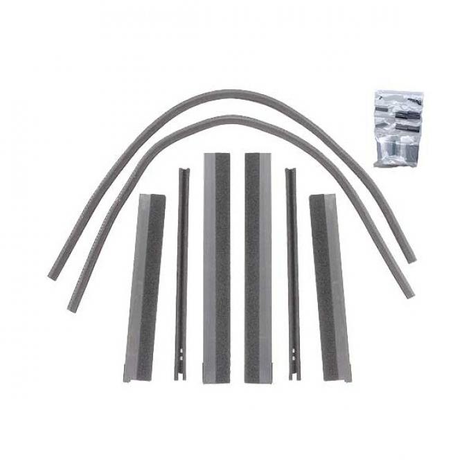 Front Window Channel Kit - Ford 5 Window Coupe With Handle At Center Of Door (Later Type)