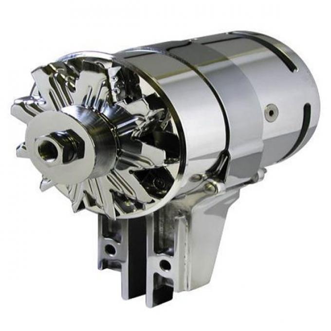 PowerGen - 12 Volt Negative Ground - 5/8 Pulley - Chrome Case - 2 Wire Type - 1-1/2 Shorter To Clear Dual Carb Setups -Ford & Mercury Flathead V8