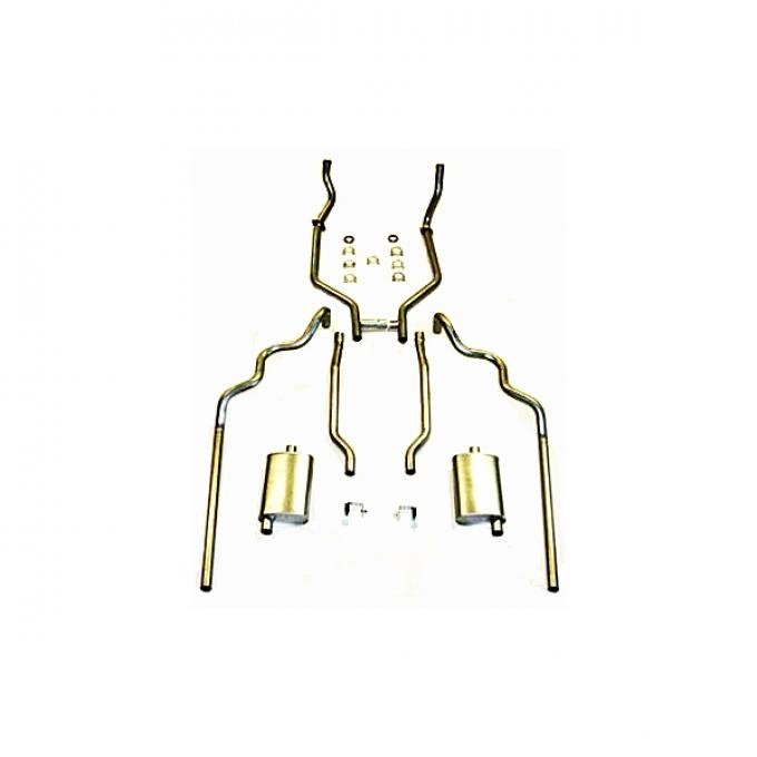 Full Size Ford Dual Exhaust System, Complete, Aluminized, Turbo Mufflers, 352/390/427/428 FE, 2" Pipes, Hardtop, Sedan, 1963-1964