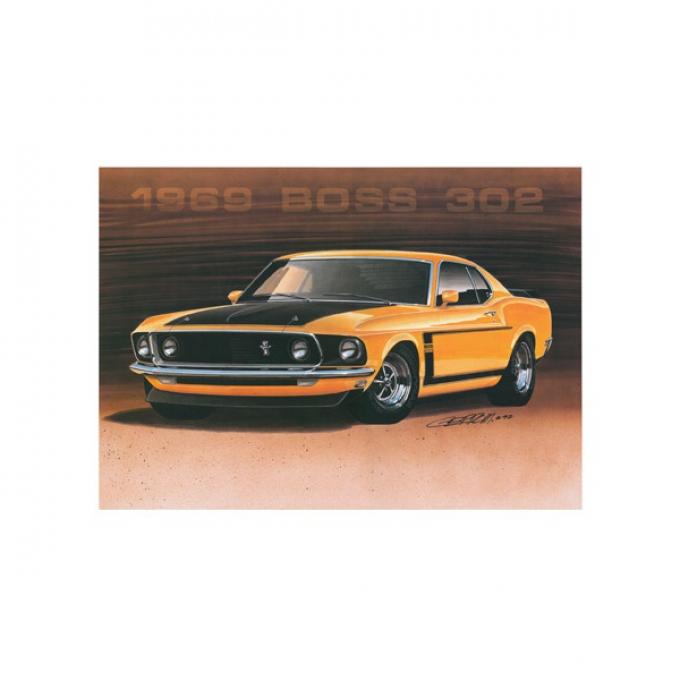 Limited Edition Print, Mustang, Boss 302, Orange, 1969