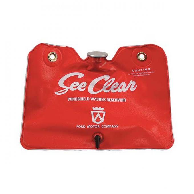 Windshield Washer Bag - Red With White See Clear Lettering - With Cap