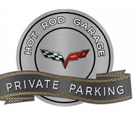 Corvette C6 2005-2013 Emblem Hot Rod Garage Private ParkingMetal Sign, 18" X 14"