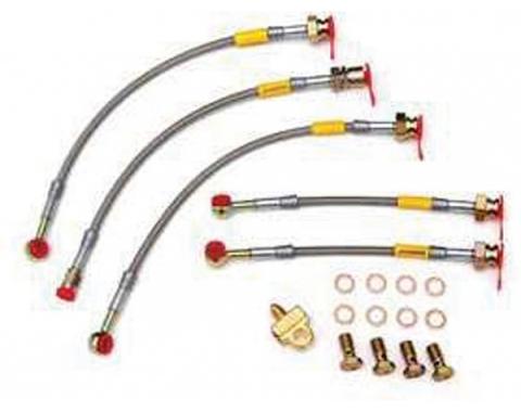 Firebird Braided Disc Brake Hose Kit, Stainless Steel, With Rear Disc Brakes, Goodridge, 1985-1988