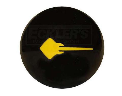 Corvette Black Shift Knob, Yellow Stingray Logo And 7-Speed Pattern, 2014-2017