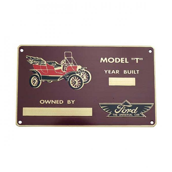 Model T Ford Owner Plate - Brass Finish - Accessory